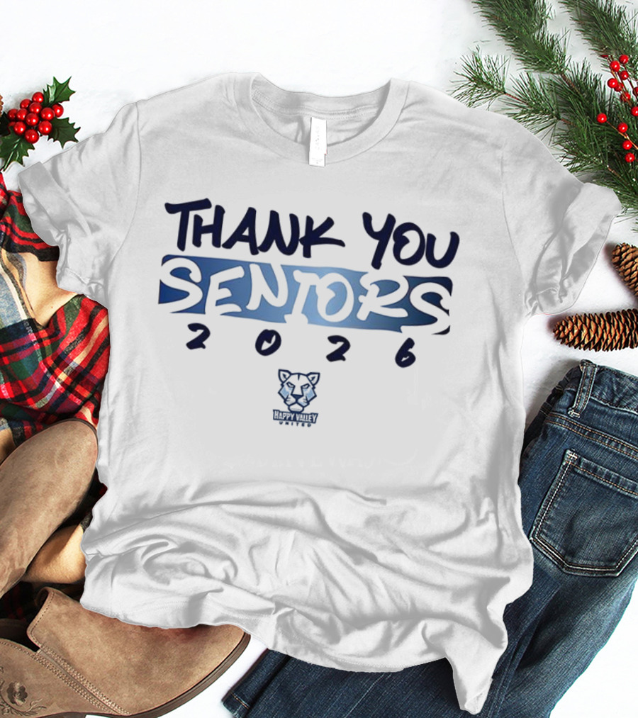 Thank You Seniors 2026 Happy Valley United Wolf Head Logo T-Shirt