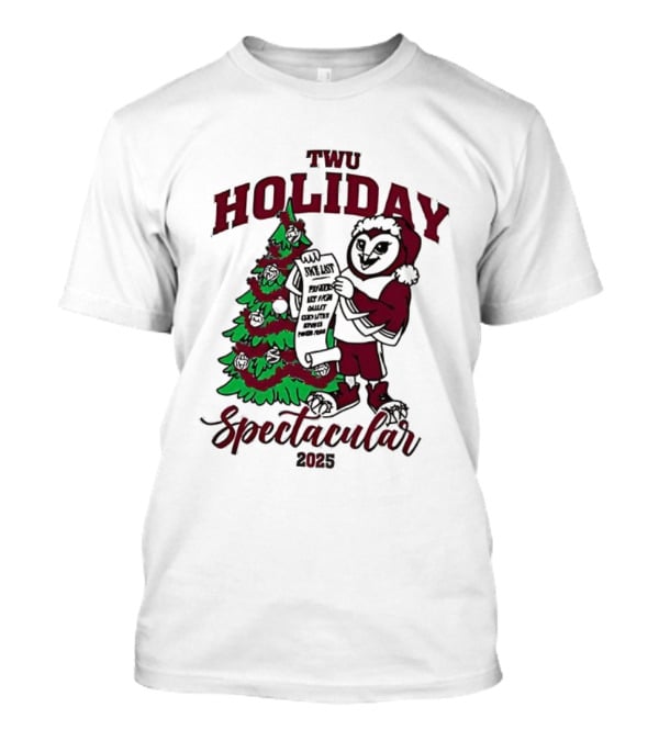 TWU Holiday Spectacular 2025 Merry Christmas Tree And Owl Santa T-Shirt