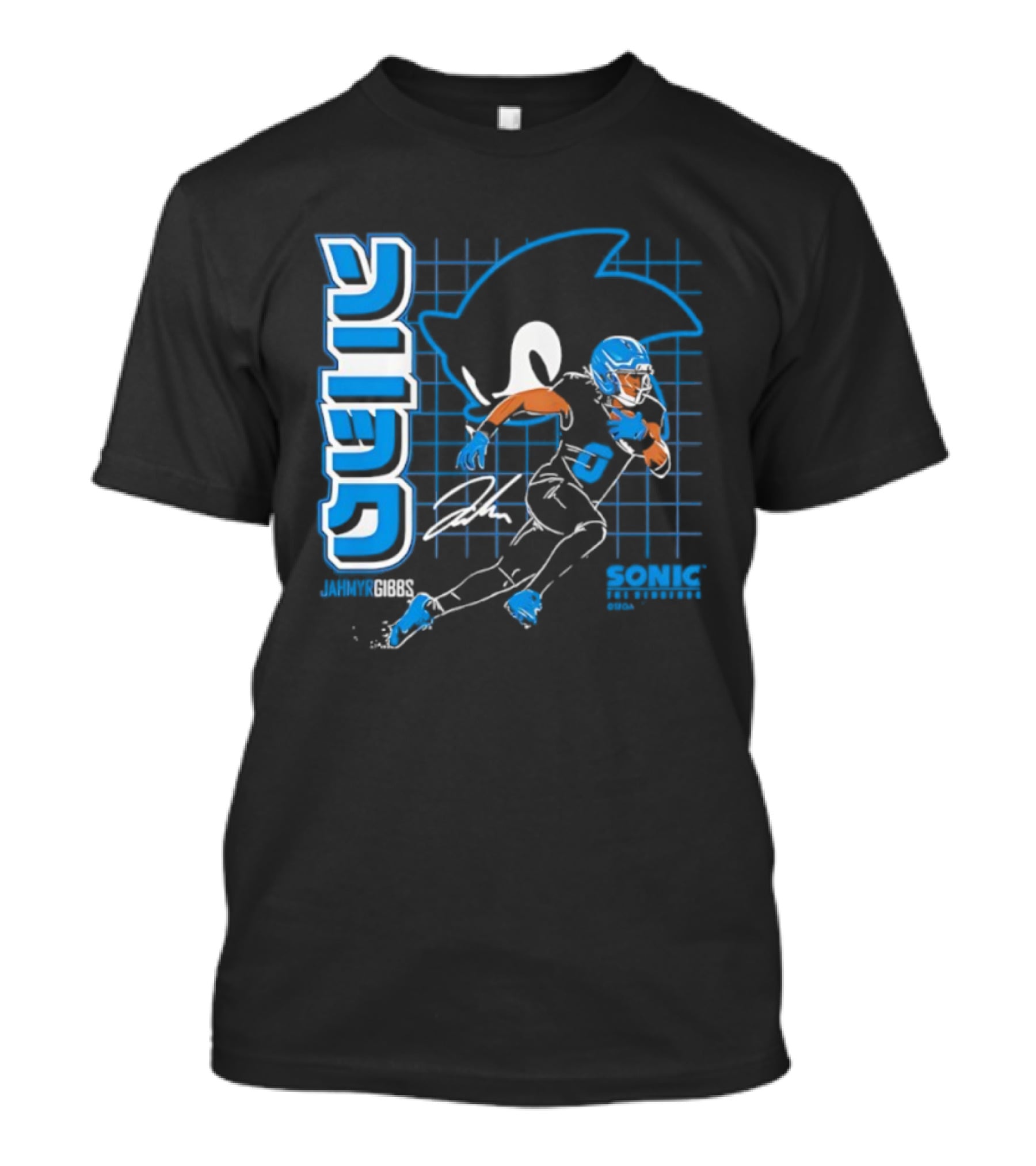 Jahmyr Gibbs The Hedgehog Signature Sega Sonic Football T-Shirt