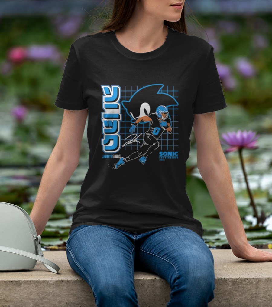 Jahmyr Gibbs The Hedgehog Signature Sega Sonic Football T-Shirt