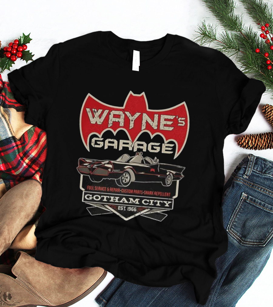Wayne's Garage Gotham City Full Service Repair Batmobile Custom Parts Est 1966 T-Shirt