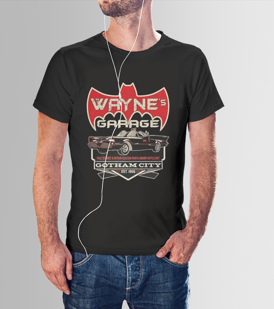 Wayne's Garage Gotham City Full Service Repair Batmobile Custom Parts Est 1966 T-Shirt