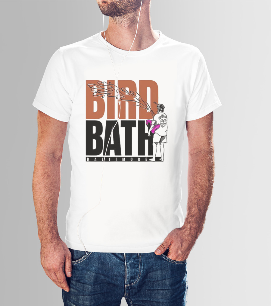 Bird Bath Mr. Splash Baltimore Orioles T-Shirt