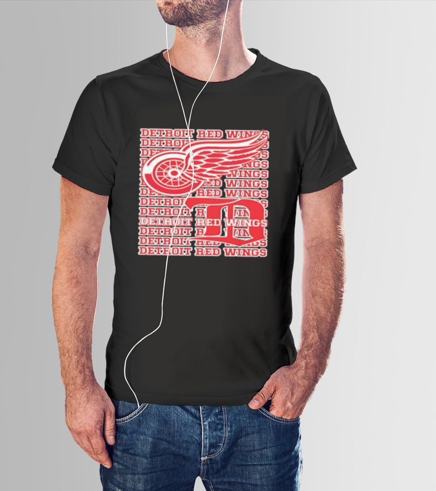 Detroit Red Wings Iconic Winged Wheel Logo Detroit D Red Wings Win T-Shirt