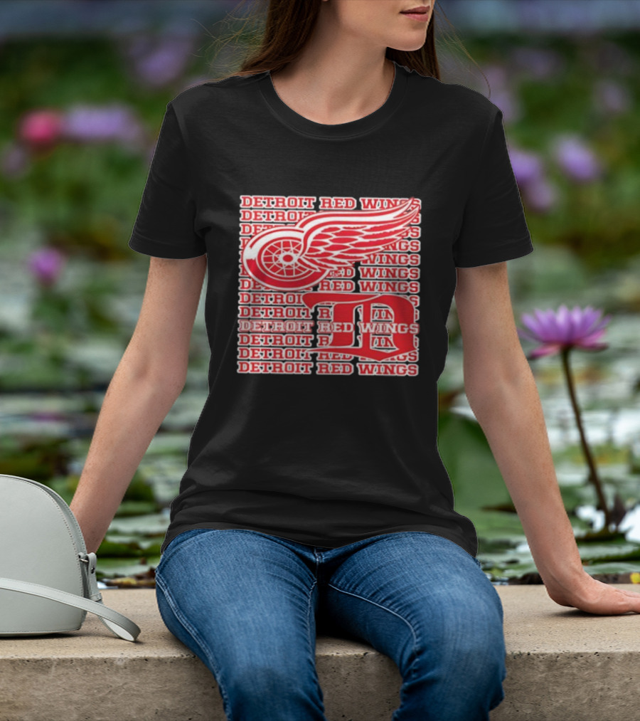Detroit Red Wings Iconic Winged Wheel Logo Detroit D Red Wings Win T-Shirt