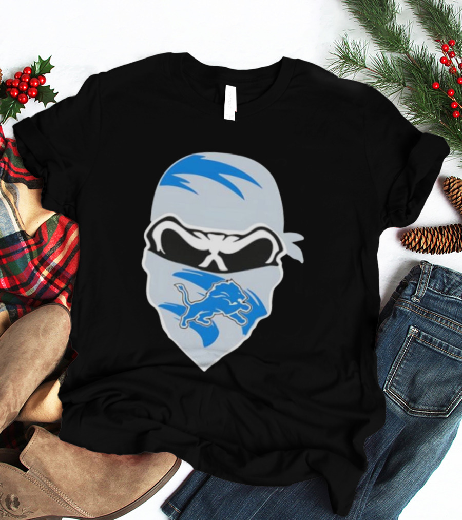 Bandana Man Detroit Lions Skull Stylish T-Shirt