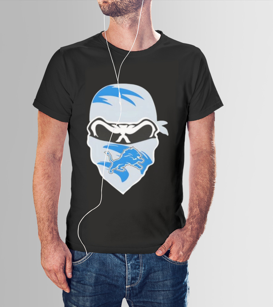 Bandana Man Detroit Lions Skull Stylish T-Shirt