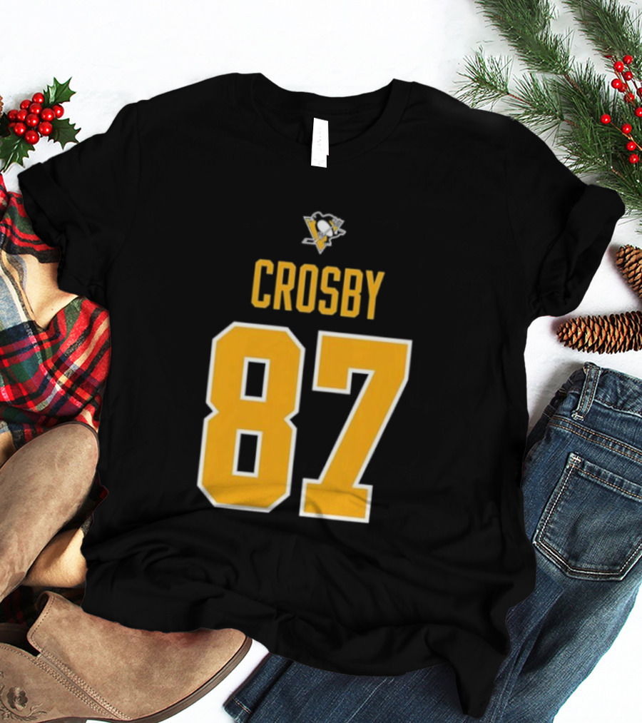 Crosby 87 Black Pittsburgh Penguins Stylish T-Shirt