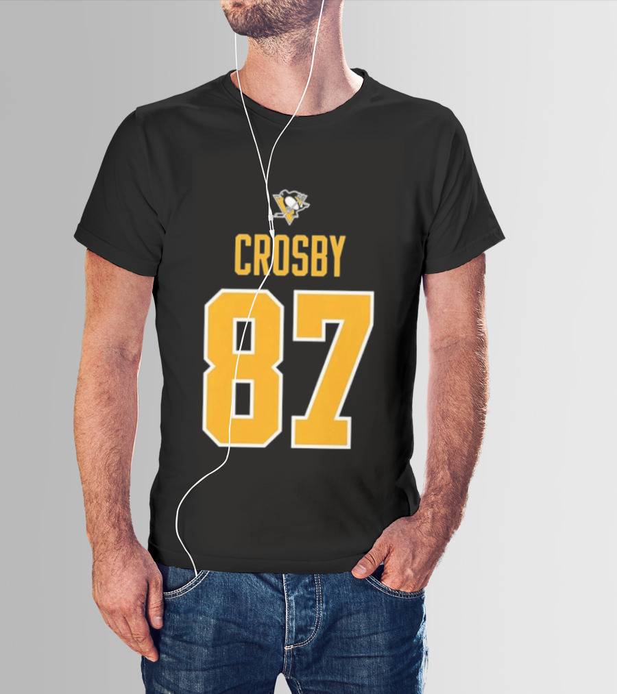 Crosby 87 Black Pittsburgh Penguins Stylish T-Shirt