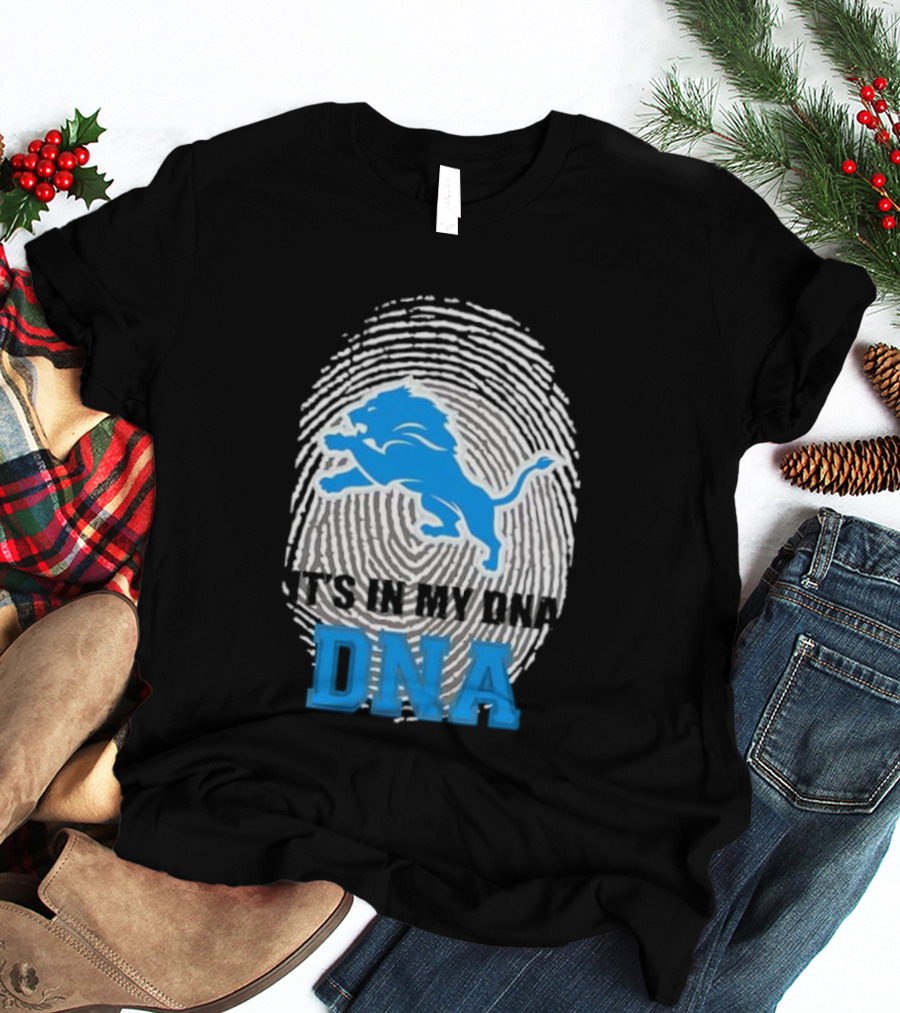 Detroit Lions It's In My DNA Fingerprint Lion Logo T-Shirt