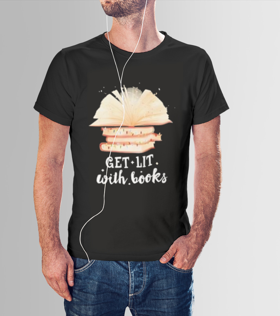 Get Lit With Books Open Book Christmas Tree T-Shirt
