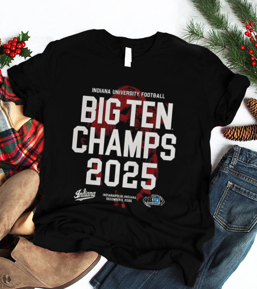 Indiana University Football Big Ten Champs 2025 Hoosiers Victory Celebration T-Shirt