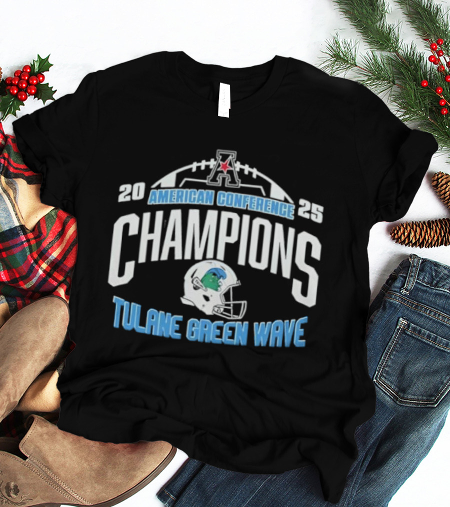 2023 American Conference Champions Tulane Green Wave Football T-Shirt