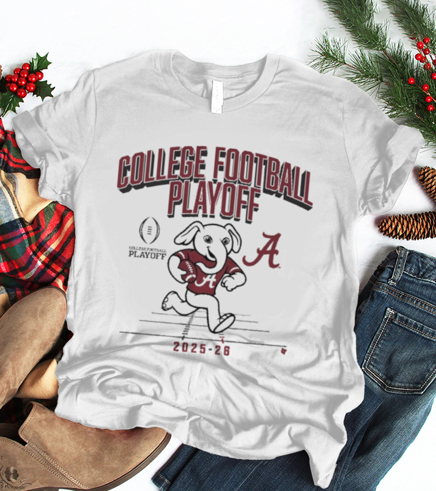 Alabama Crimson Tide 2025 2026 College Football Playoff Mascot Running With Ball T-Shirt