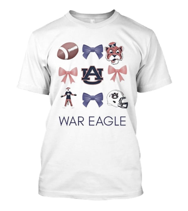 Auburn Tigers War Eagle Bow And Mascot Helmet Football T-Shirt