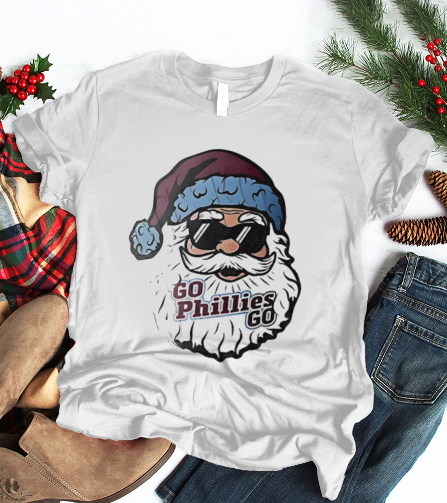 Santa Claus Phillies Go Phillies Baseball 2025 Christmas Hat T-Shirt