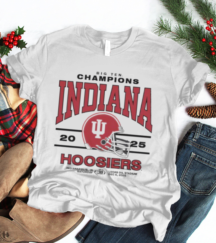 Indiana Hoosiers 2025 Big Ten Champions Football Helmet T-Shirt