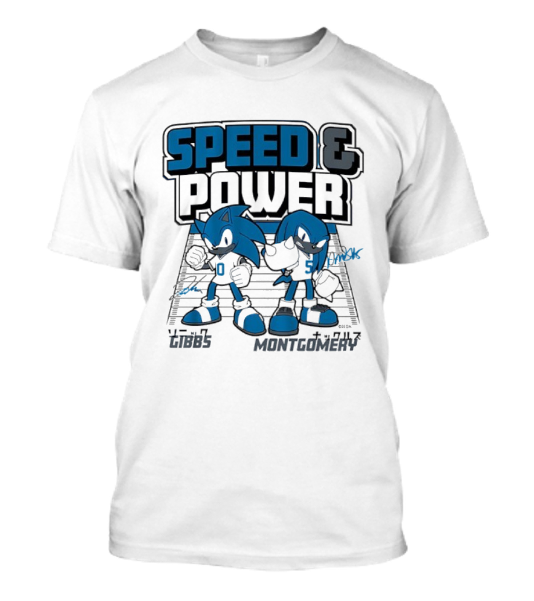 Detroit Lions Football Speed And Power Gibbs And Montgomery Sonic And Knuckles T-Shirt