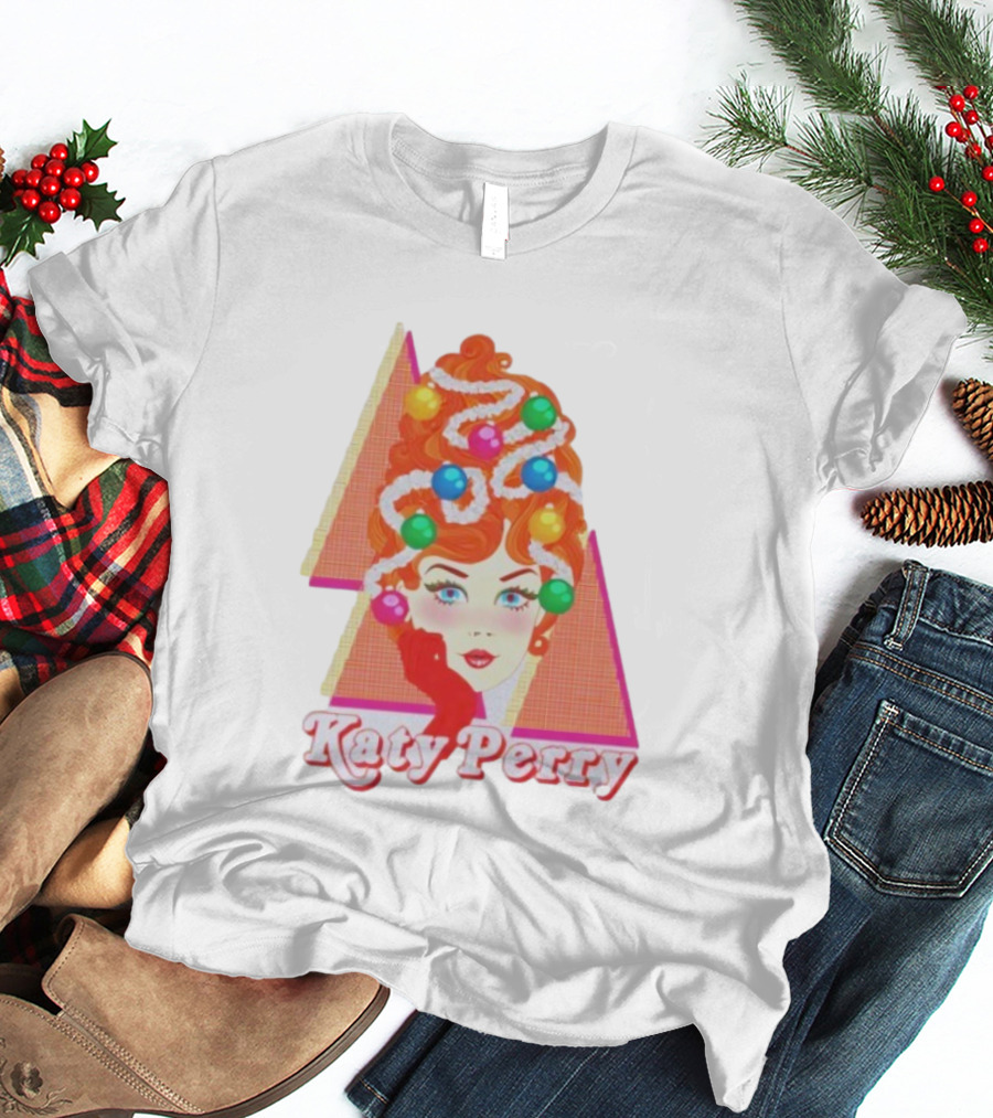Katy Perry Christmas Candy Hair Design Merch T-Shirt
