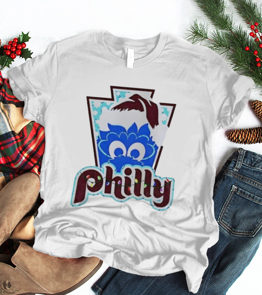 Philly Phanatic Santa Hat Christmas Philadelphia Phillies Holiday Fan Gear T-Shirt
