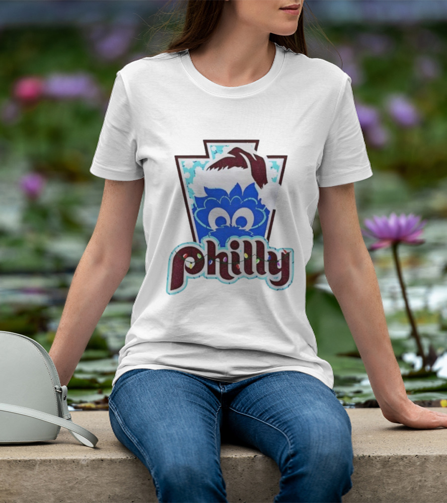 Philly Phanatic Santa Hat Christmas Philadelphia Phillies Holiday Fan Gear T-Shirt