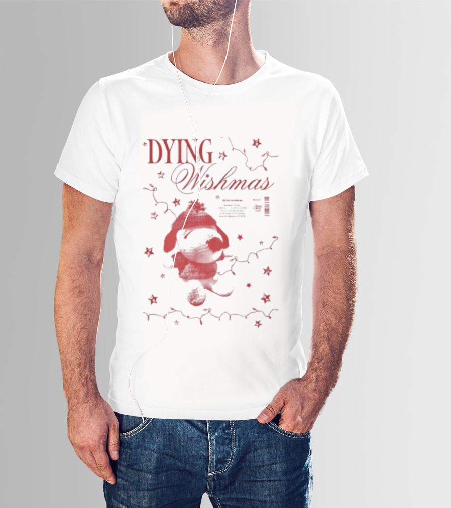 Dying Wish December 12 2025 Portland OR Concert Red Christmas Santa Hat Pom Poms Snowflakes T-Shirt