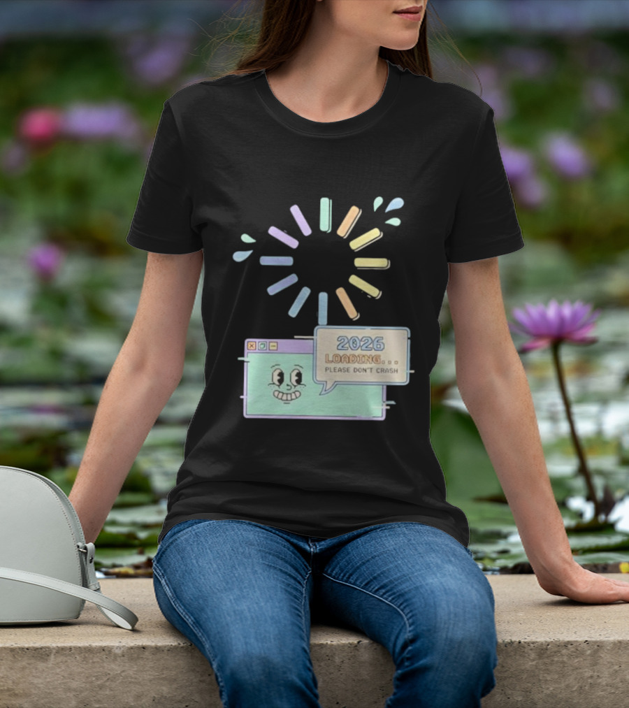 2026 Loading Please Don’t Crash Fun Pixel Art Countdown Graphic T-Shirt