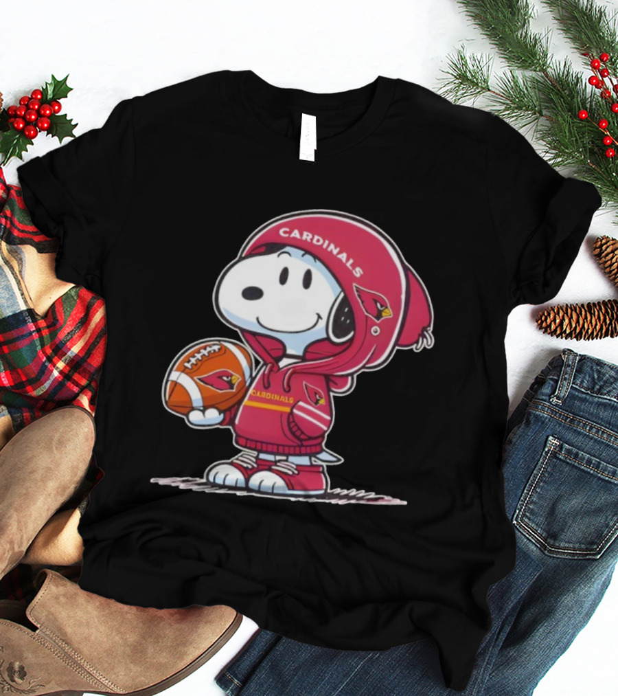 Snoopy Arizona Cardinals Football And Ball T-Shirt