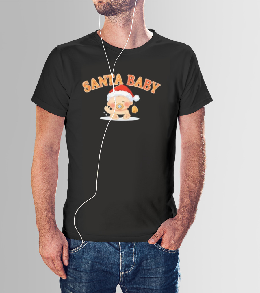 Santa Baby Holiday Infant With Santa Hat And Bell T-Shirt