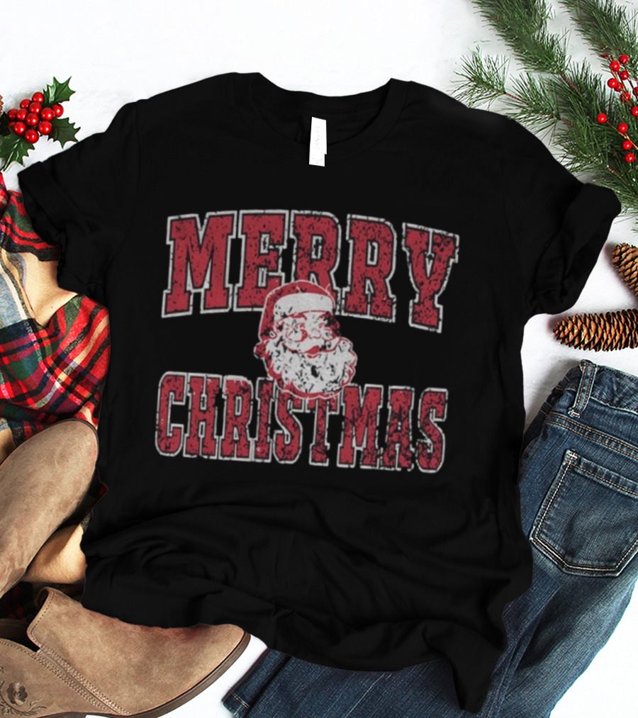 Merry Christmas Santa Claus Big Face Festive Holiday T-Shirt