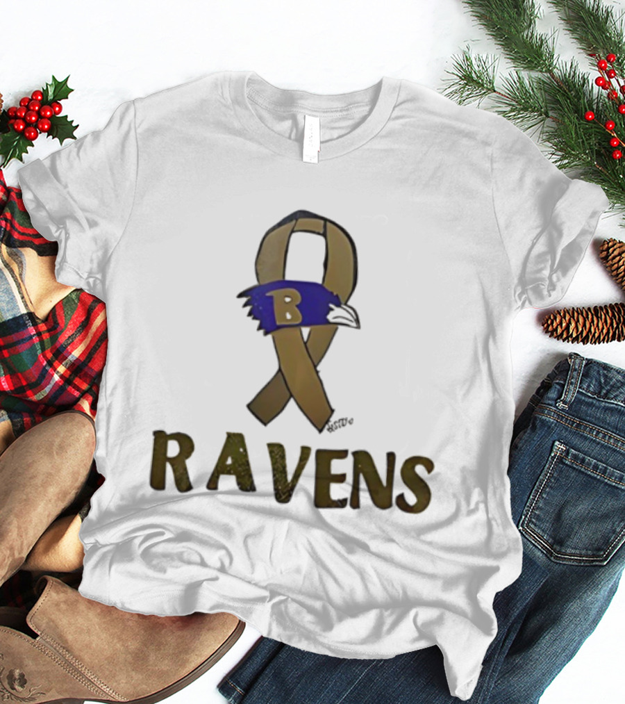 Baltimore Ravens Ribbon B Logo Fan Apparel Ravens NFL Team T-Shirt