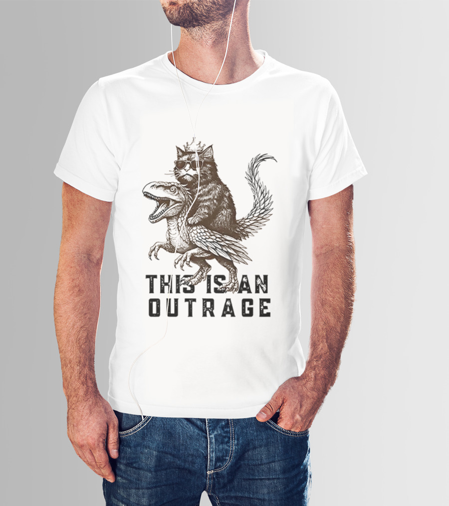 Dungeon Crawler Carl This Is An Outrage Cat Riding Dinosaur T-Shirt