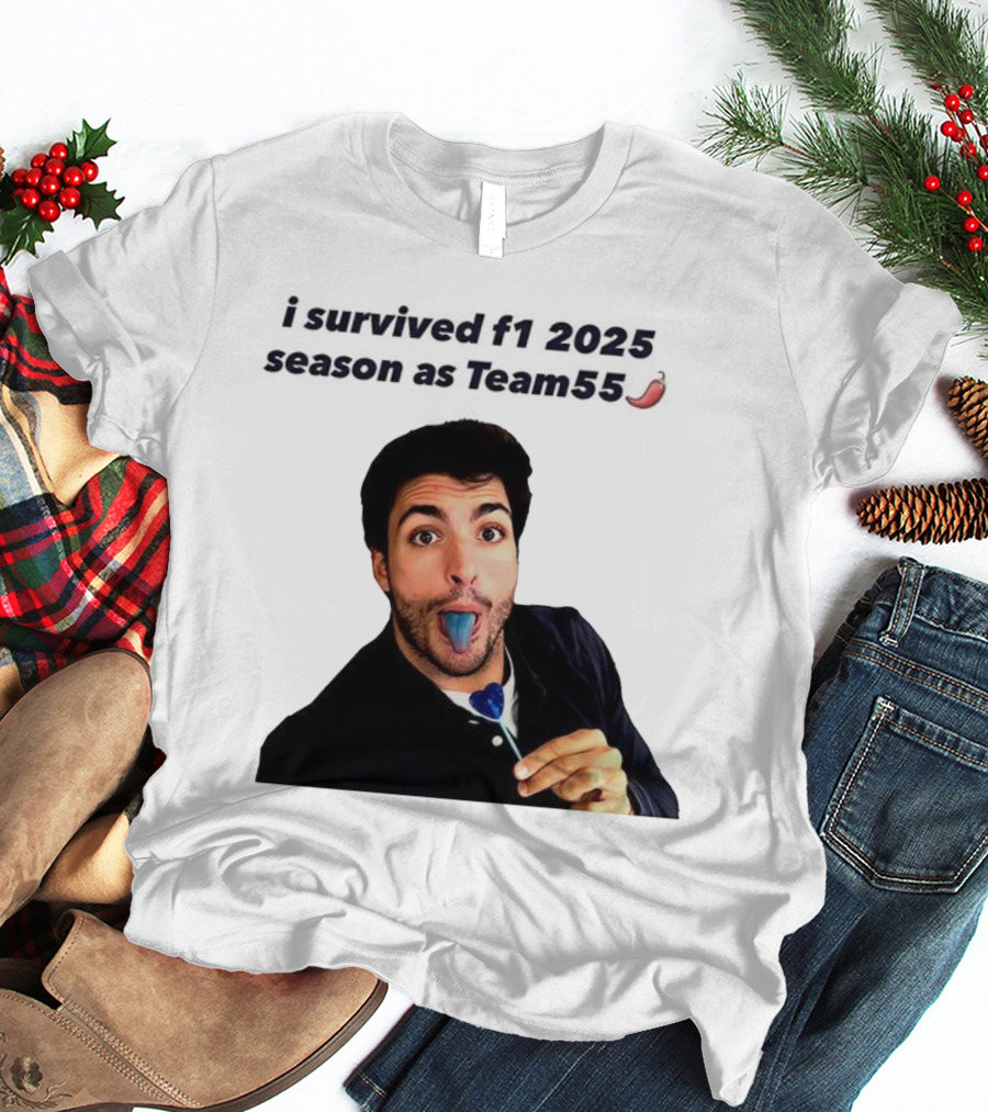 I Survived F1 2025 Season As Team55 Carlos Sainz Blue Tongue Lollipop T-Shirt