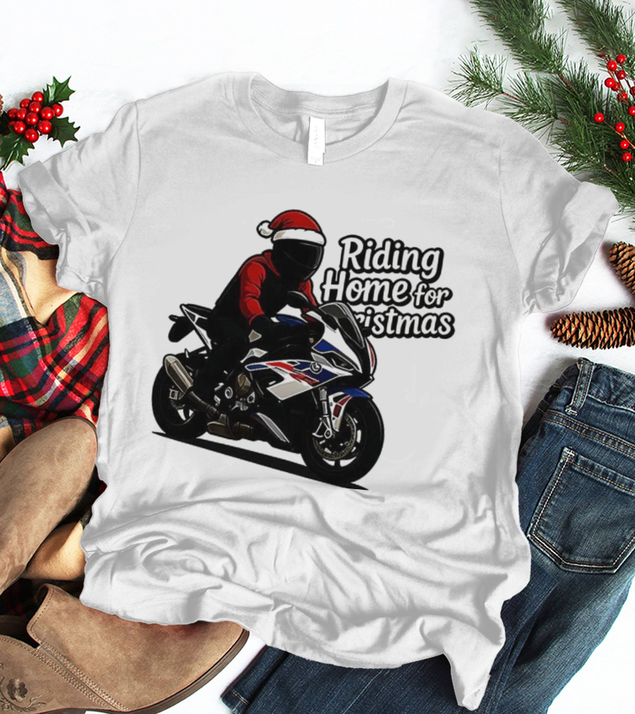 Riding Home For Christmas BMW S1000RR Big Motorbikes T-Shirt