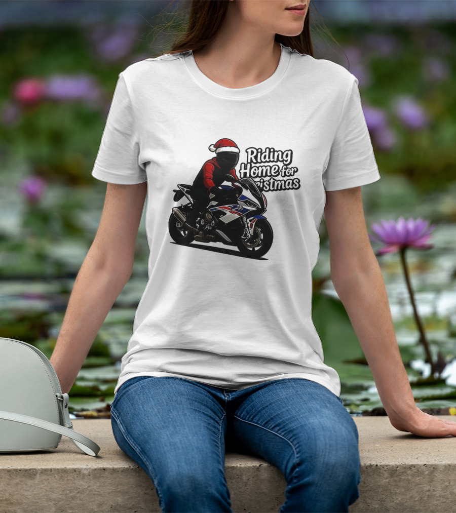 Riding Home For Christmas BMW S1000RR Big Motorbikes T-Shirt