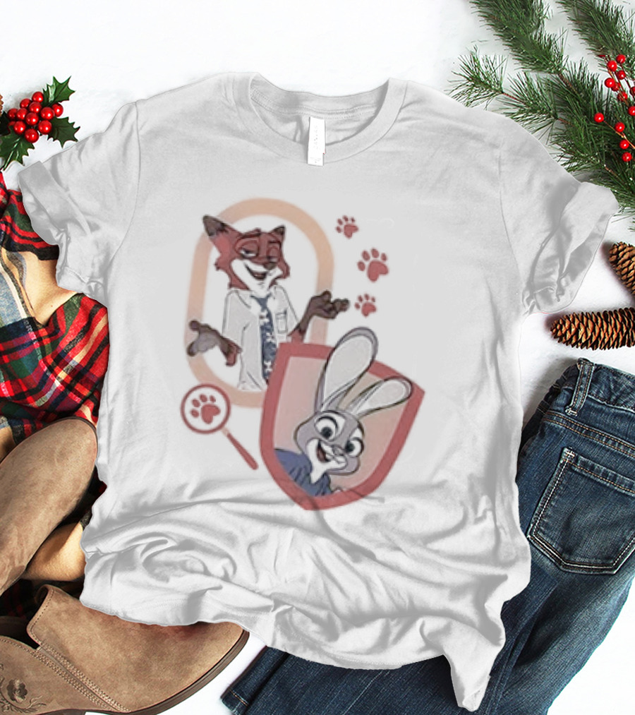 Zootopia 2 Anyone Can Be Anything Cartoon Characters Fox And Bunny Detective Badge T-Shirt