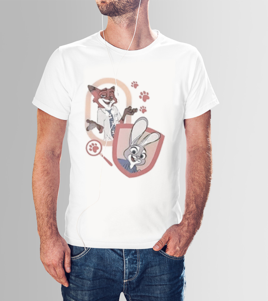 Zootopia 2 Anyone Can Be Anything Cartoon Characters Fox And Bunny Detective Badge T-Shirt