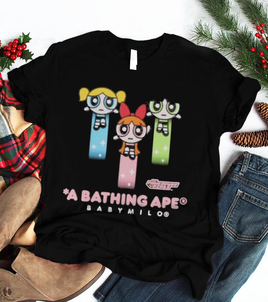 A Bathing Ape Baby Milo X Powerpuff Girls Collaboration Bling Stars T-Shirt