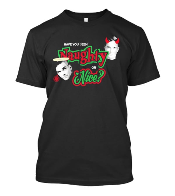 Naughty Or Nice Devil Angel Contrast Faces T-Shirt