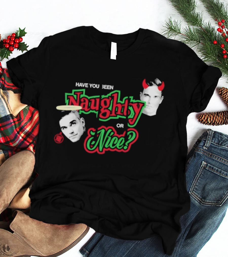 Naughty Or Nice Devil Angel Contrast Faces T-Shirt