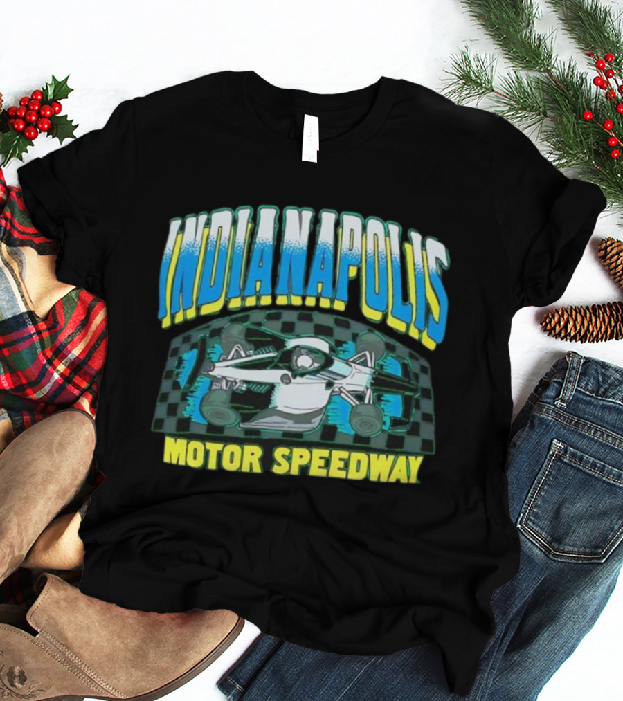 Indianapolis Motor Speedway Racing Car Checkered Flag Motorsports T-Shirt