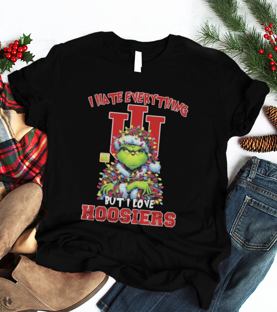 I Hate Everything But I Love Hoosiers Grinch Christmas Indiana T-Shirt
