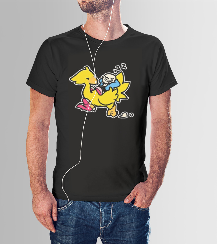 Undertale X Square Enix Sans Riding Chocobo Collaboration T-Shirt
