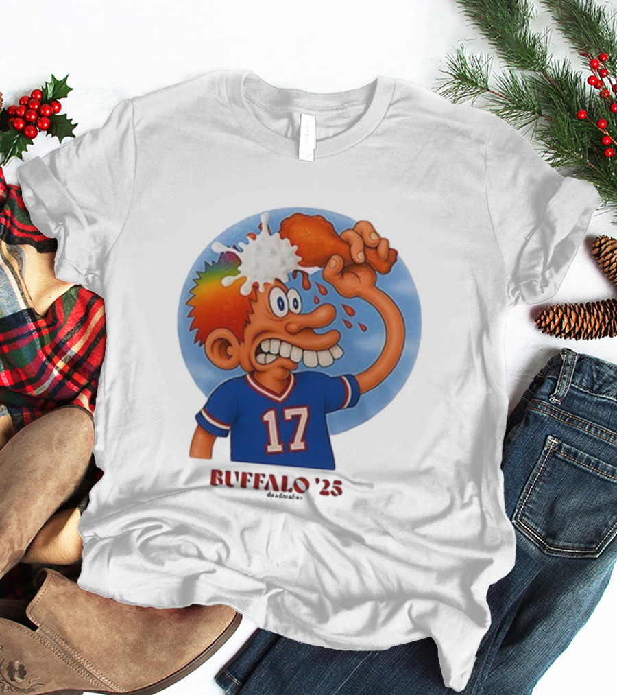 Buffalo Bills Cartoon Character Chicken Wing Helmet 17 Buffalo '25 T-Shirt