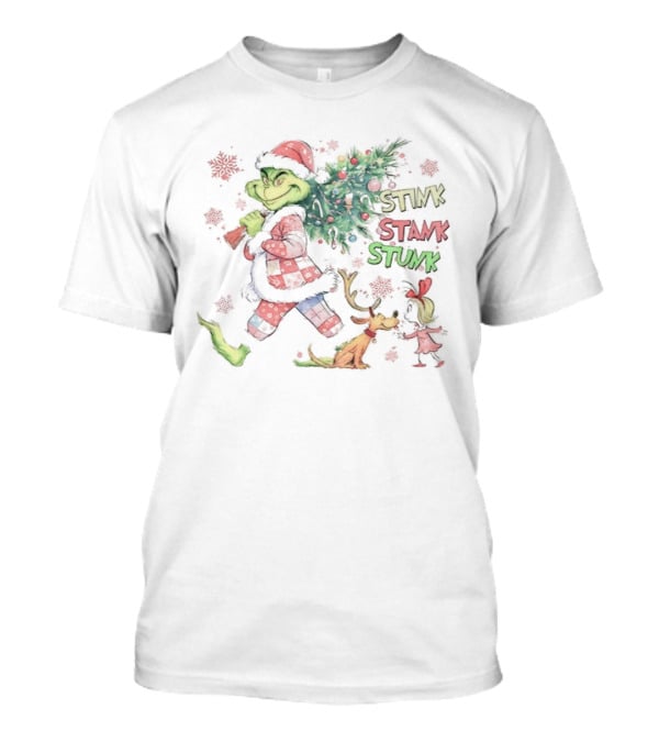 Grinch Max Cindy Lou Stink Stank Stunk Merry Christmas Tree Santa Hat T-Shirt