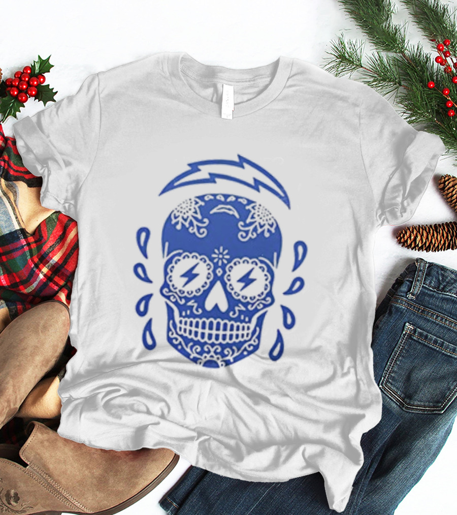 Puro Chargers 1960 Los Angeles Chargers Sugar Skull NFL Team Spirit T-Shirt