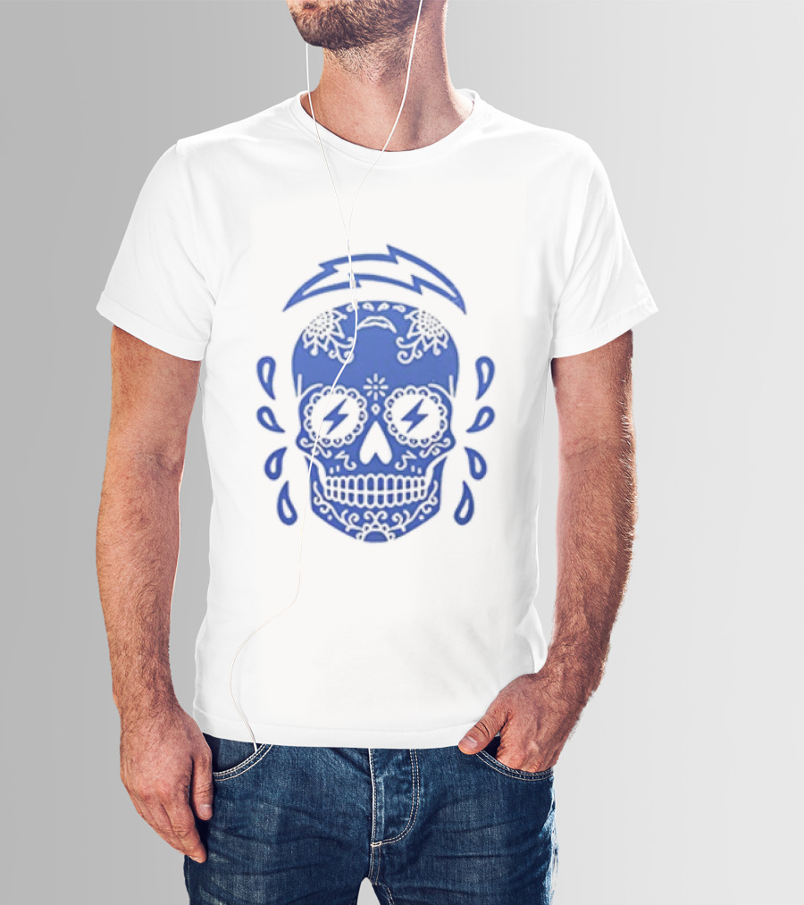 Puro Chargers 1960 Los Angeles Chargers Sugar Skull NFL Team Spirit T-Shirt