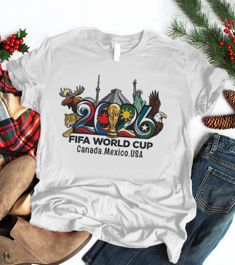 FIFA World Cup 2026 Canada Mexico USA Wildlife Landmarks Icons T-Shirt