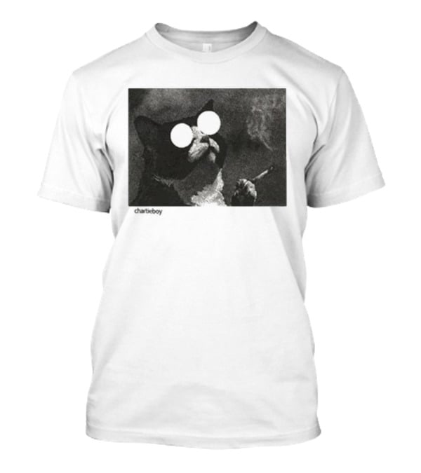 Charlieboy Trippy Cool Cat Smoking Visionary Optical Illusion Retro T-Shirt