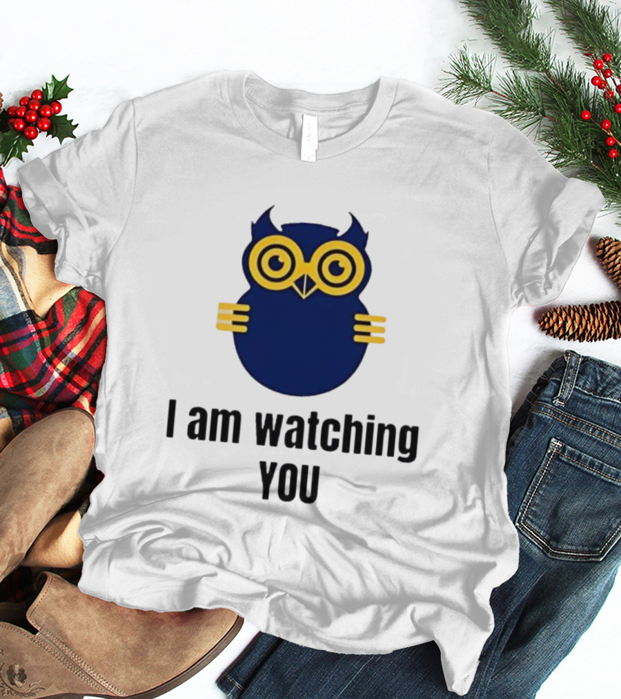 Owl I Am Ing You Blue Yellow Eyes Curvy Wings T-Shirt